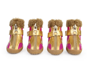 gold pet shoes luxury dog boots new design dog shoes